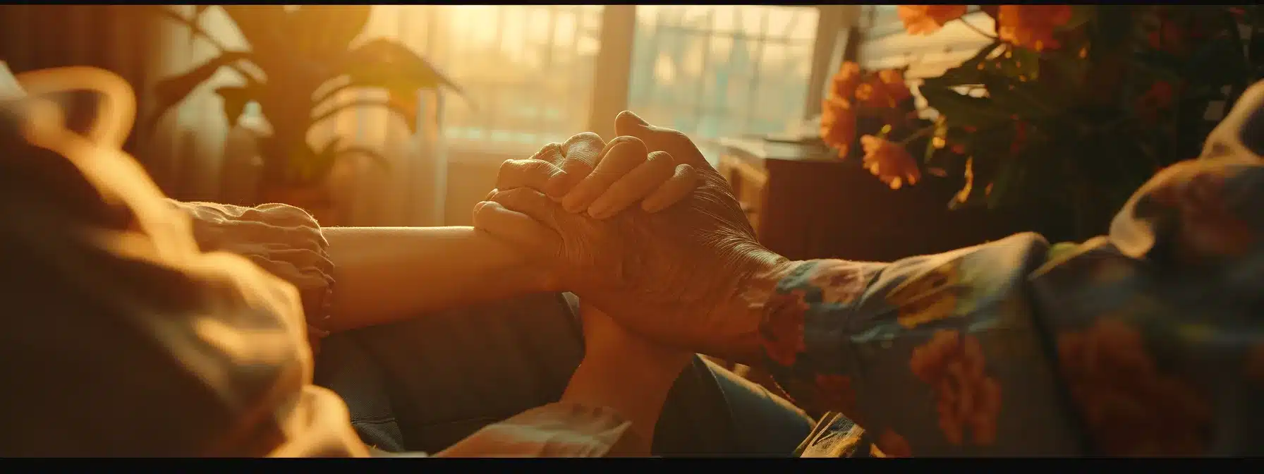 a person holding hands with their loved one in rehab, offering comfort and support.